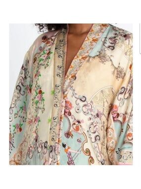 Johnny Was Pink Cream Floral Paisley Reversible Kimono